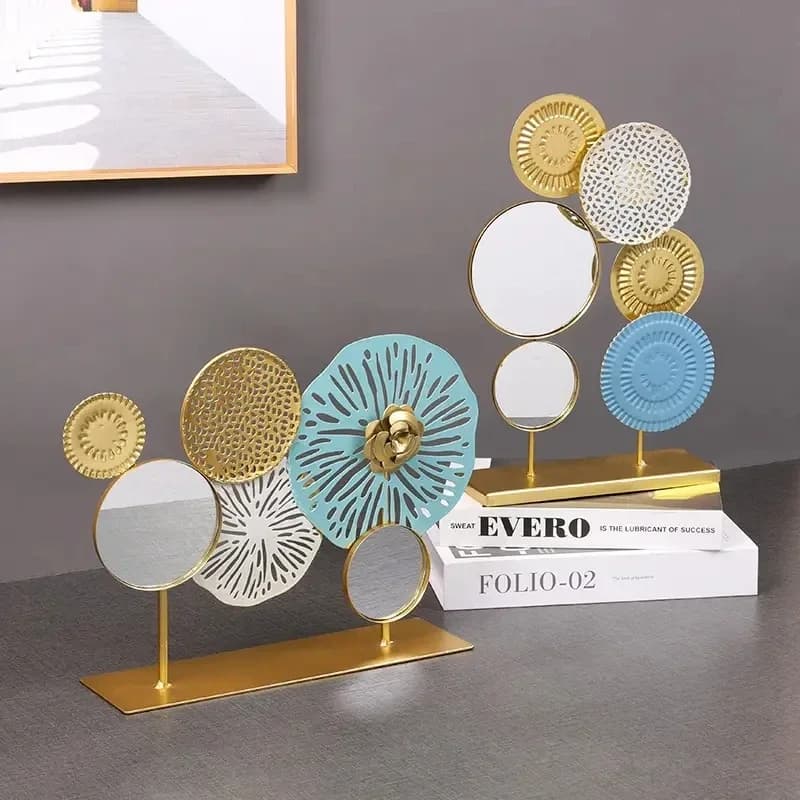Round Metal Mirror Wall Art Sculpture