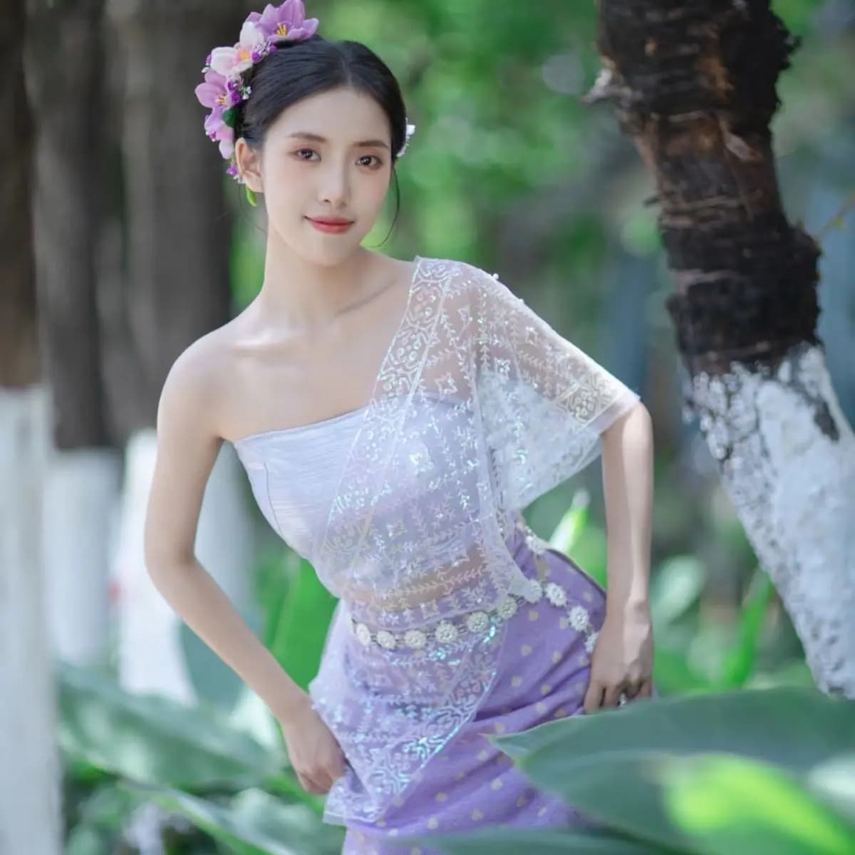 Thai Dai Ethnic Traditional Girls Performance Costume