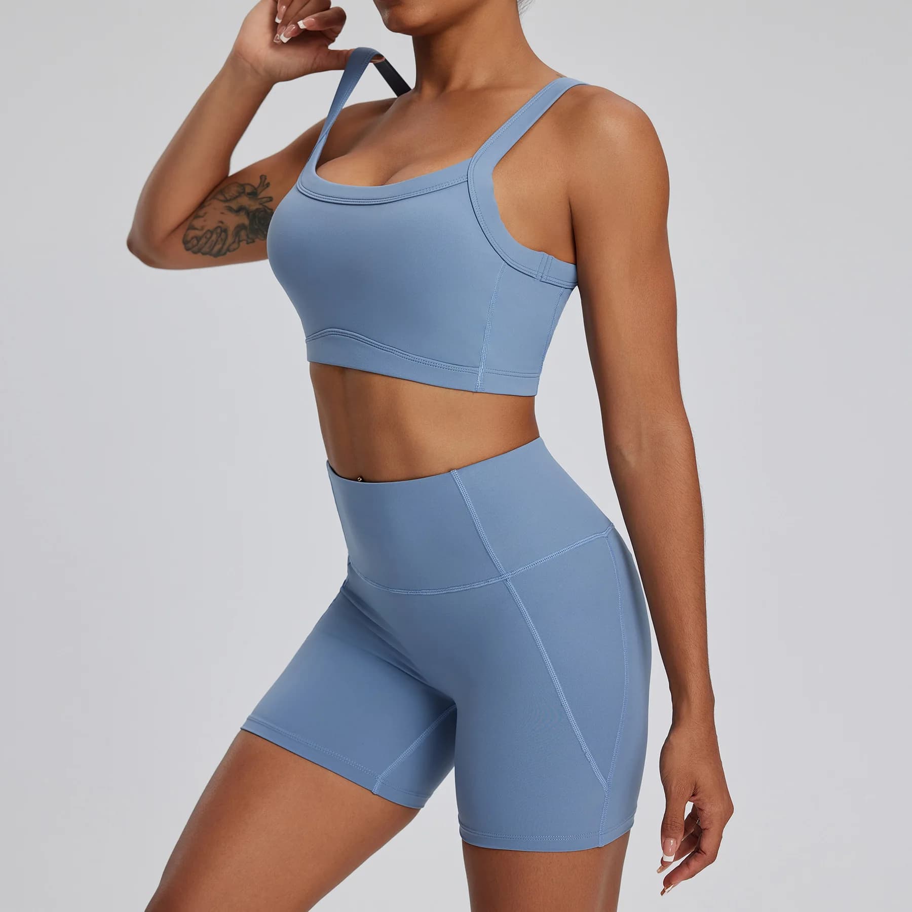 Yoga Set 2PCS Women Gym Long Sleeve Sportswear Workout Clothes Athletic Wear High Waist Bell-bottoms Fitness Bra Sports Suits