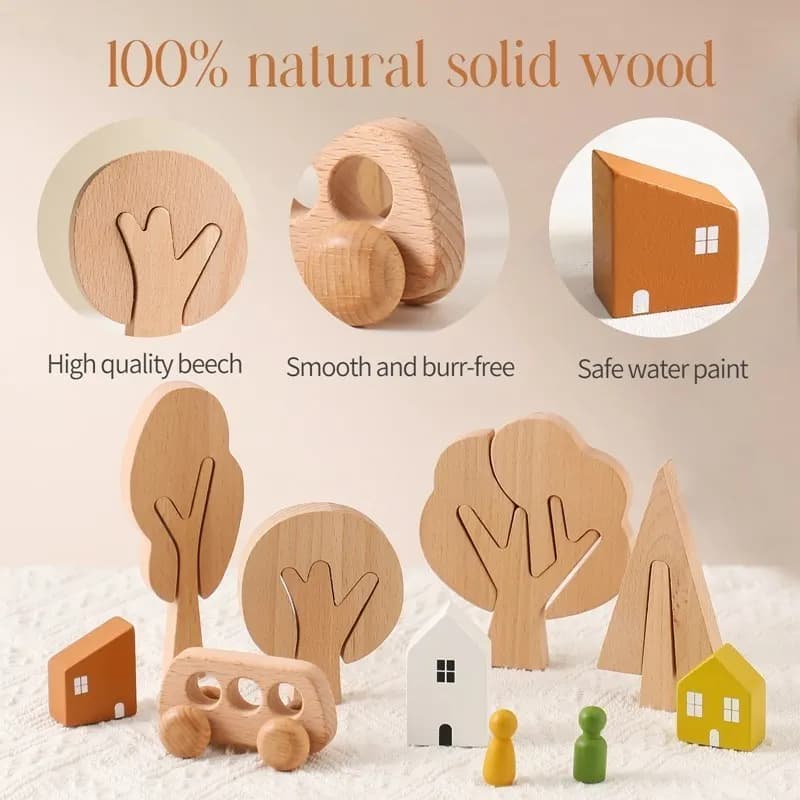 Wooden Building Block Forest Toy Set