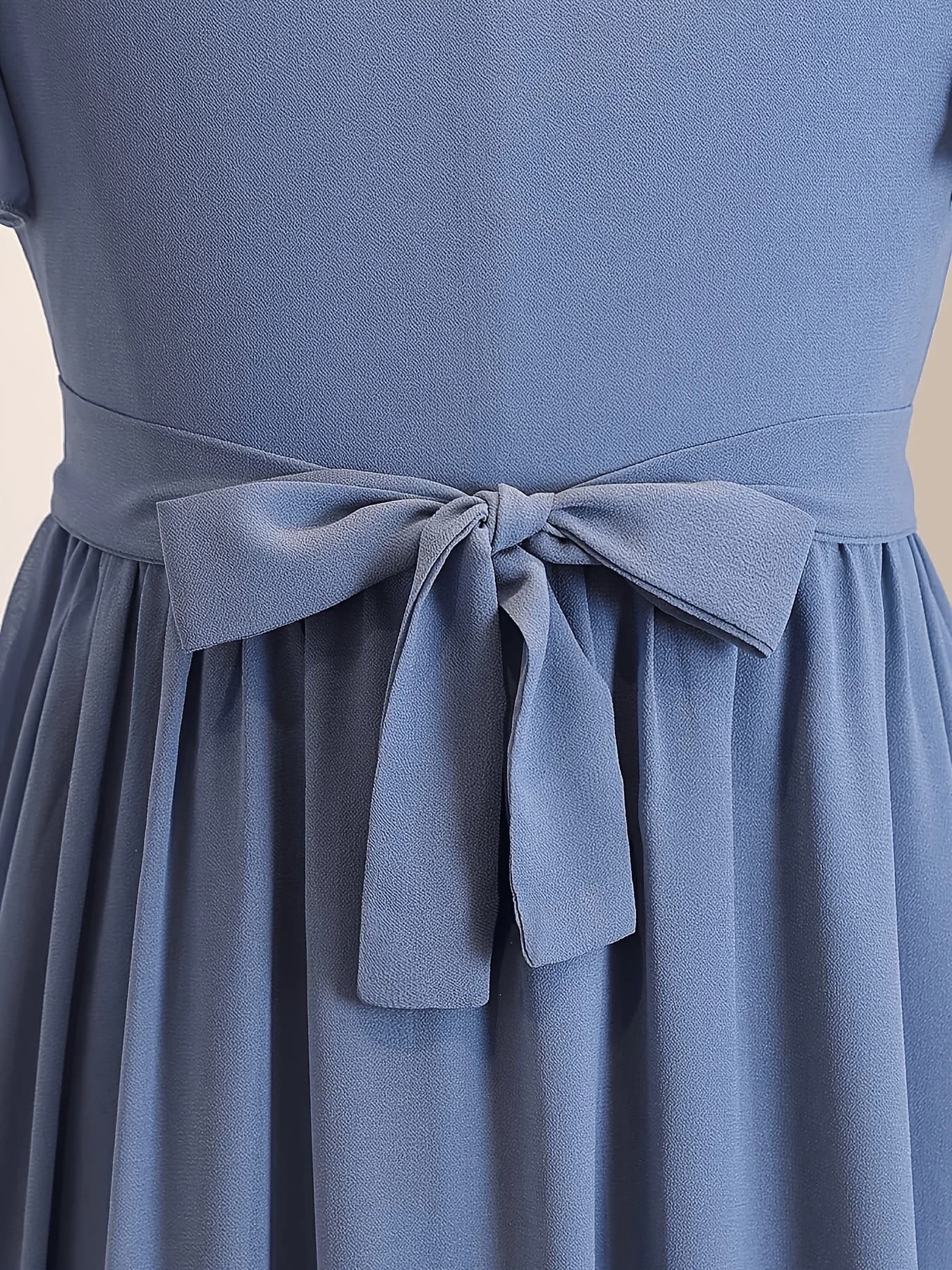 Girls' Summer Dress with Puffy Skirt and Bow