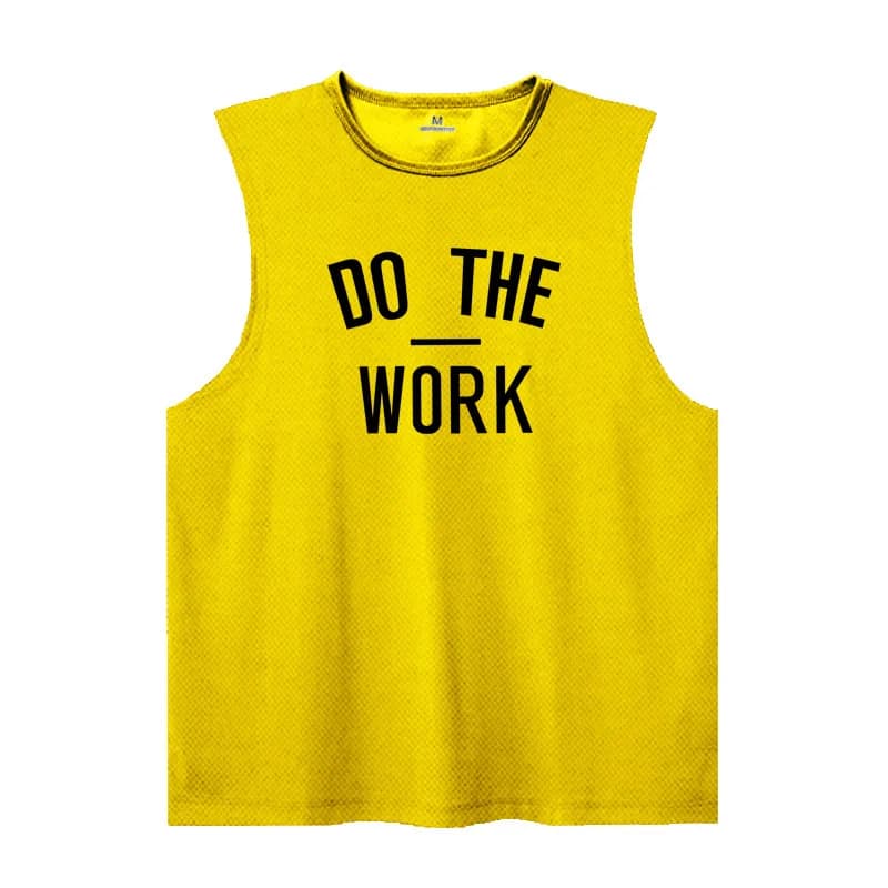 Men's Gym Clothing DO THE WORK Printed Sports Quick Dry Bodybuilding Shirts Casual Breathable Mesh O-neck Muscle Fitness Vests