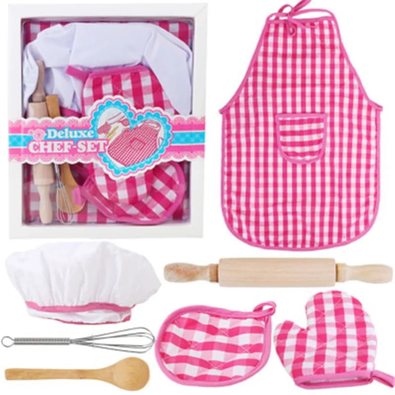 Kitchen Toy Play House For Girls Kids Simulation Kitchen Toy Utensils Supplies Set Baking Tools Cake Apron Chef Clothes Gift