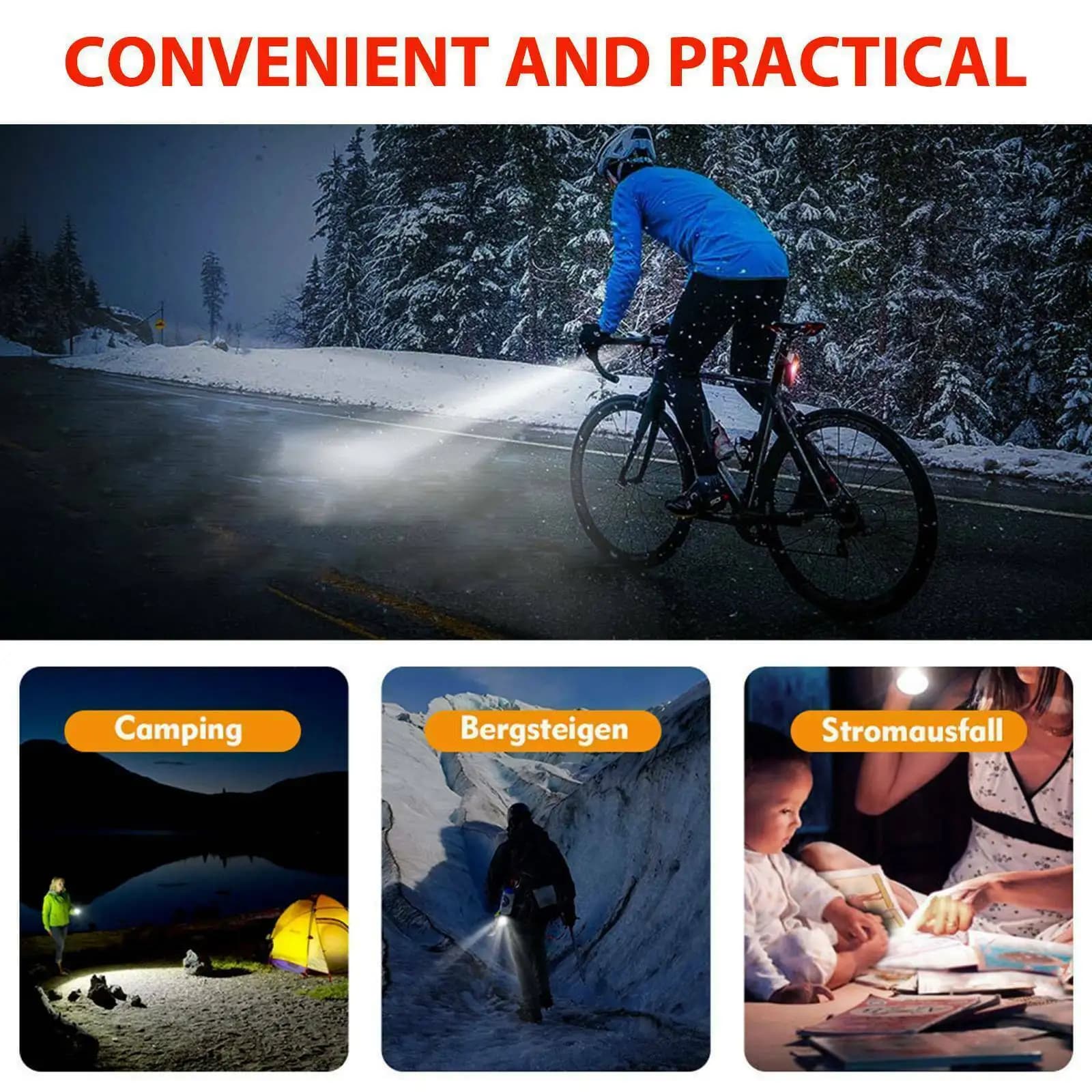 Bike Light Set USB Rechargeable Front and Tail