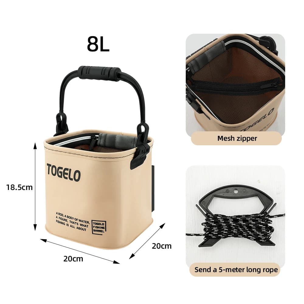Collapsible Fishing Bucket with Strainer Basket