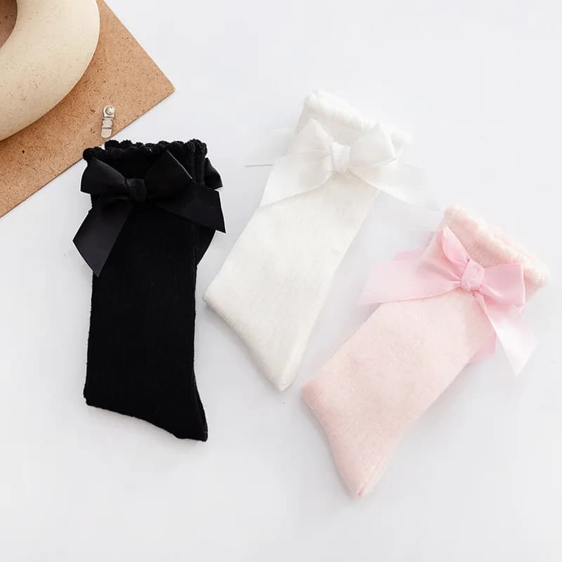 Baby Girl Mid-Tube Socks With Bow