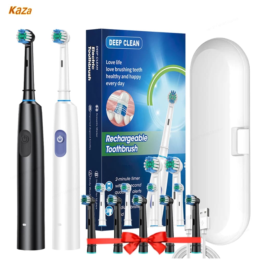 Electric Rotary Toothbrush with Timer and Heads