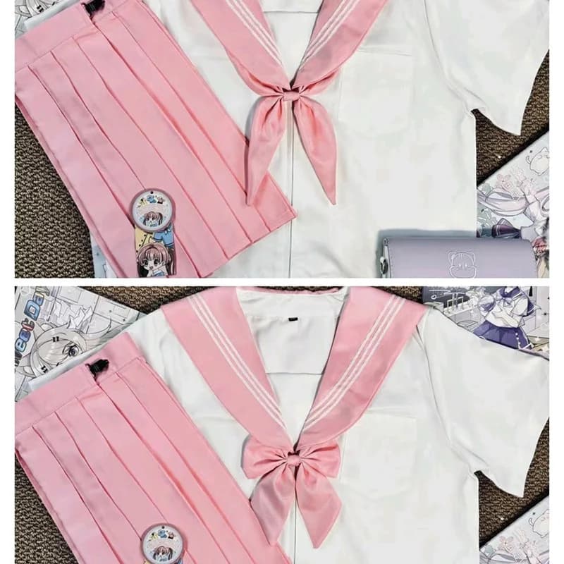 Japanese School Sailor Uniform Navy Pink
