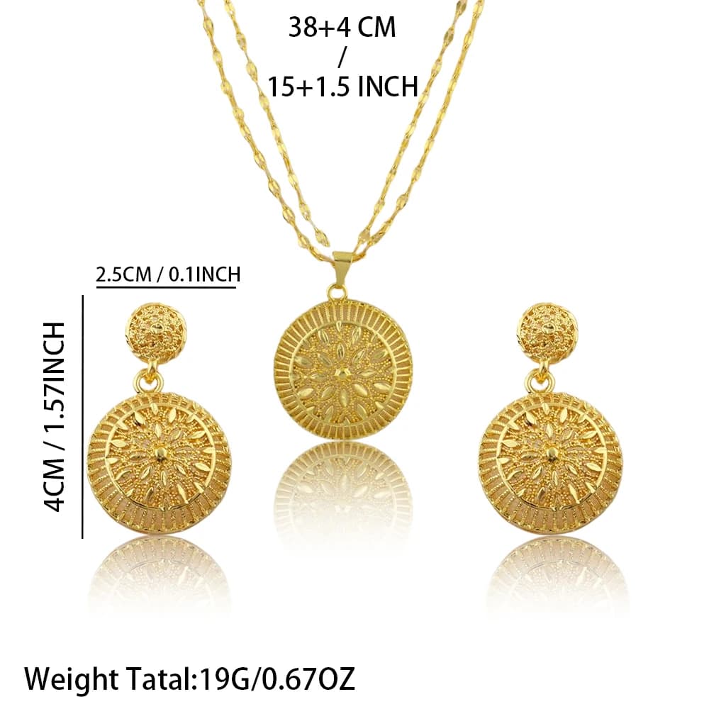 Dubai Gold Jewelry Set for Women Wedding Party Necklace Earrings Sets Indian Jewelry Set Free Shipping Bridal Costume Gifts