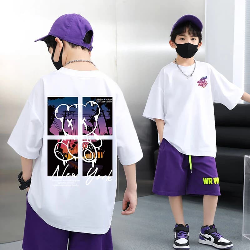 Korean Summer Cotton Graphic T-Shirt For Kids