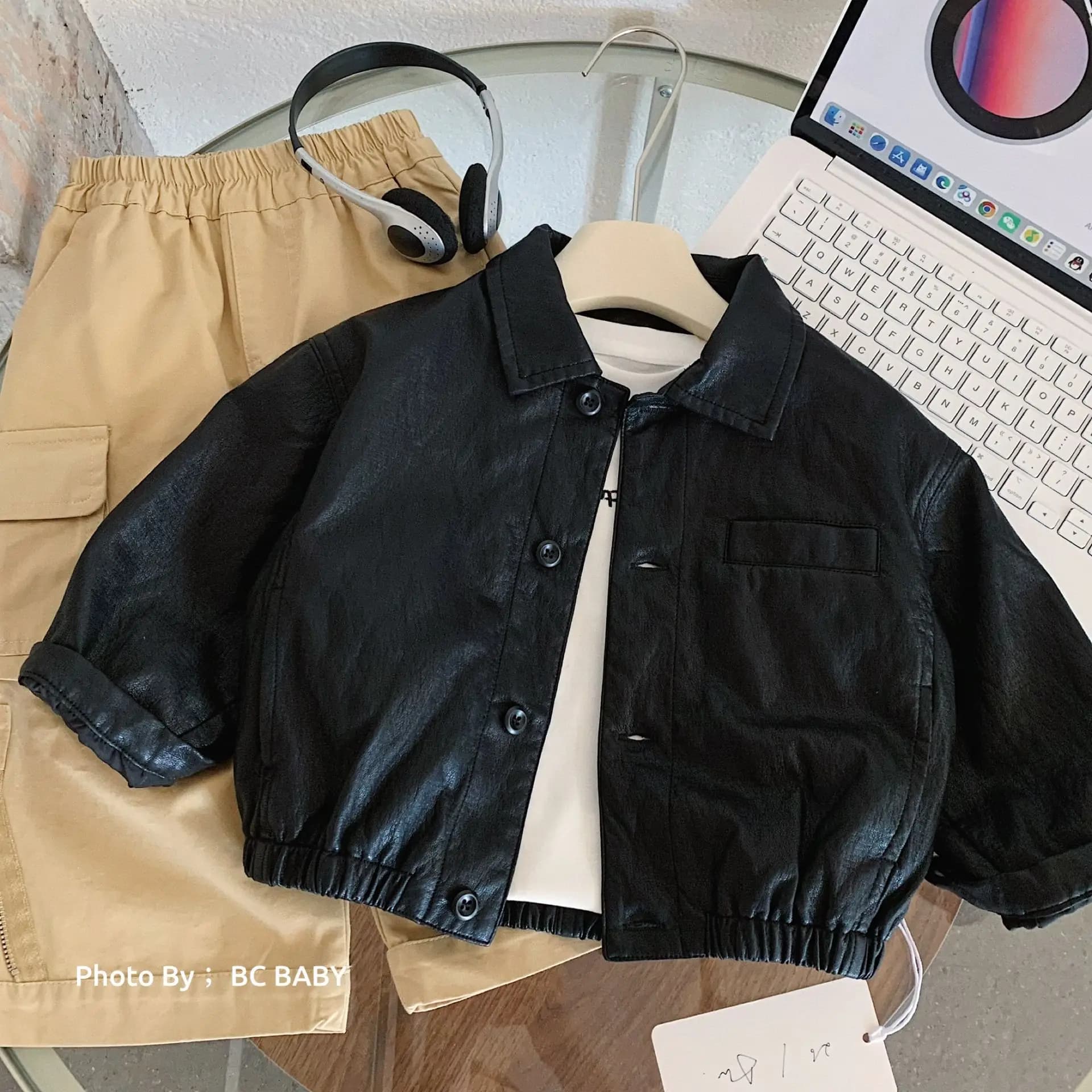 Boy's Single Breasted Leather Jacket