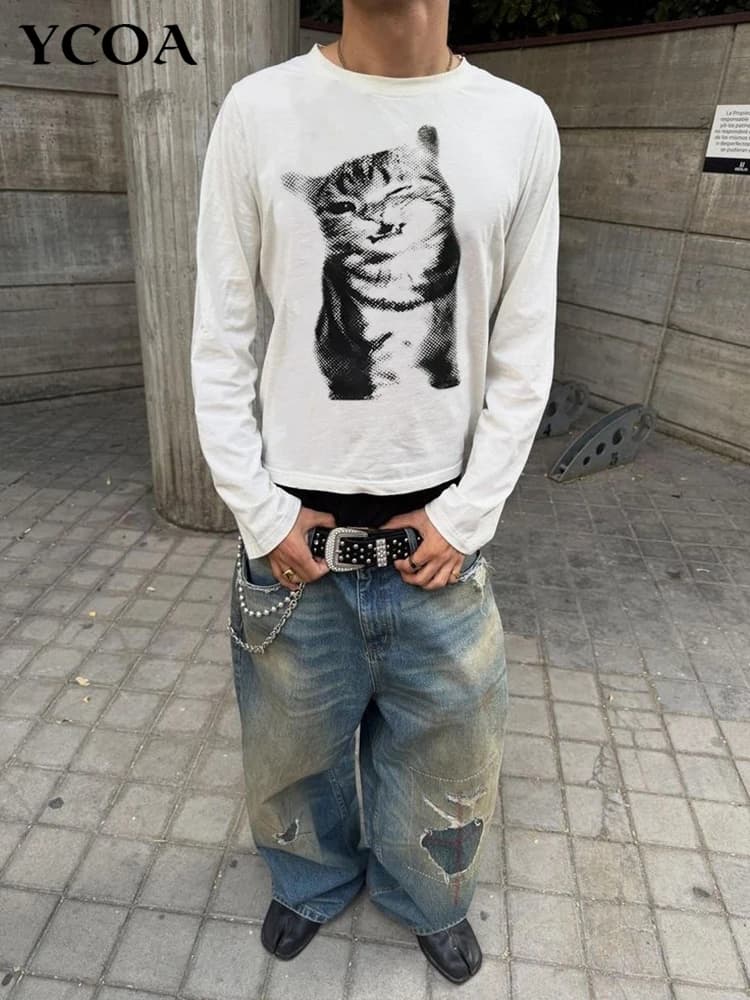 Oversized Vintage Graphic Long Sleeve T-Shirt