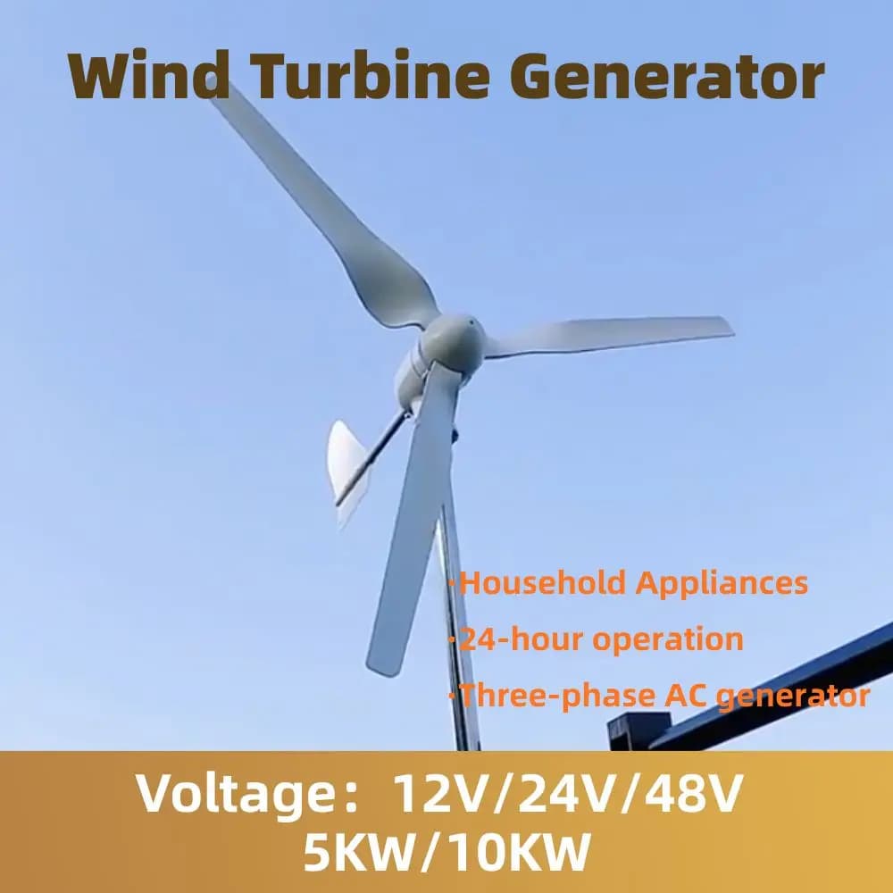 Horizontal Wind Turbine Generator for Home Use 10KW 5000W 5KW with 12V 24V 48V Output Free Energy Magnetic PMG Low Speed