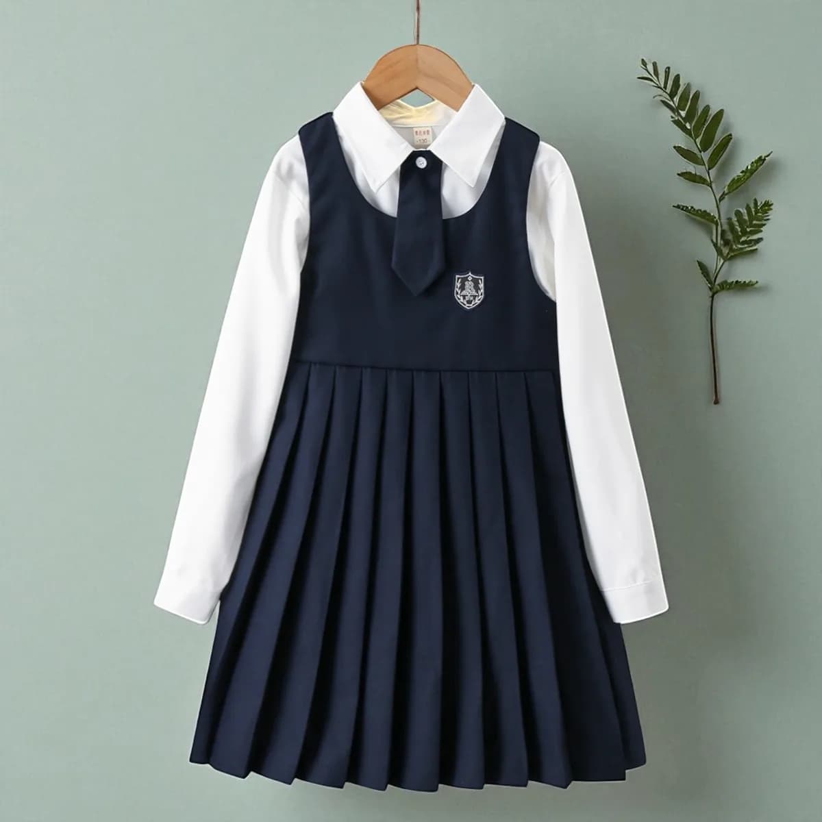 Girls School Uniform Set with Pleated Dress