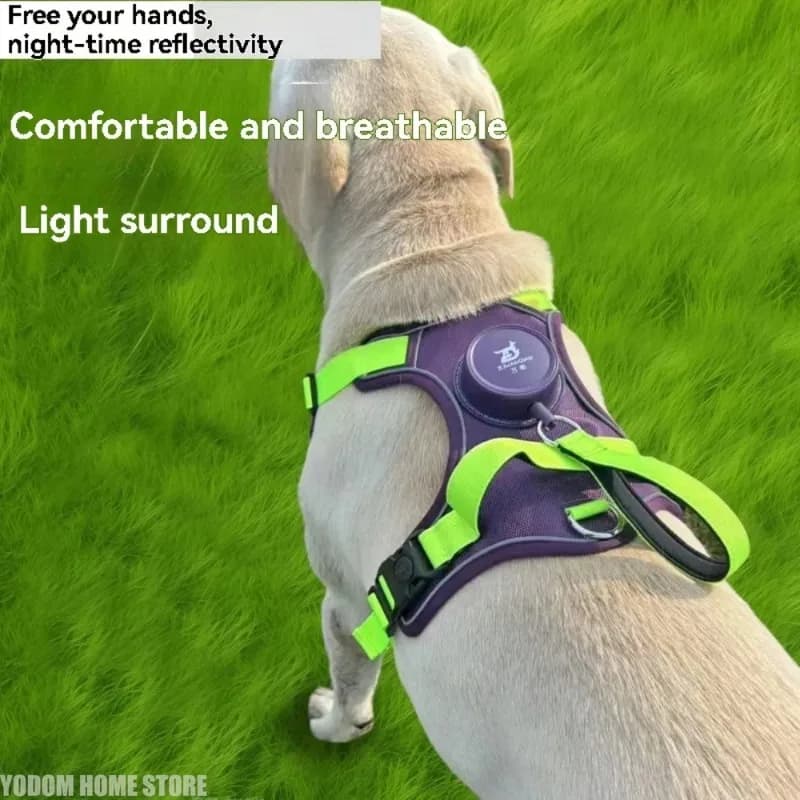 Reflective Dog Harness Vest with Retractable Leash