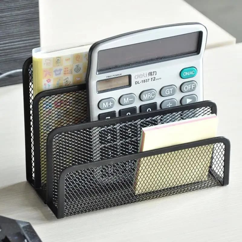 Desk Mail Organizer, 2 Pack Office Small Letter Sorter Desktop File Organizer Metal Mesh With 3 Vertical Upright Compartments