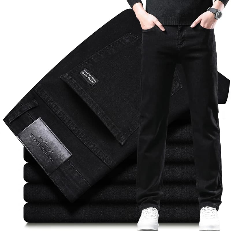 Men's Black Straight-Fit Denim Jeans
