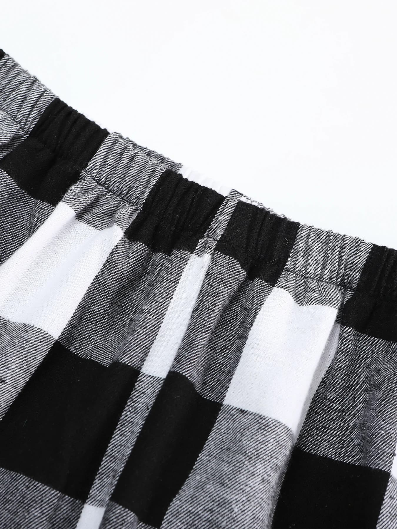 Men's Plaid Elastic Waist Casual Pants