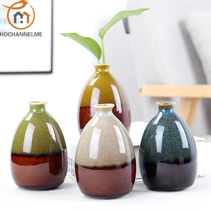Ceramic Flower Vase Green Home Decor
