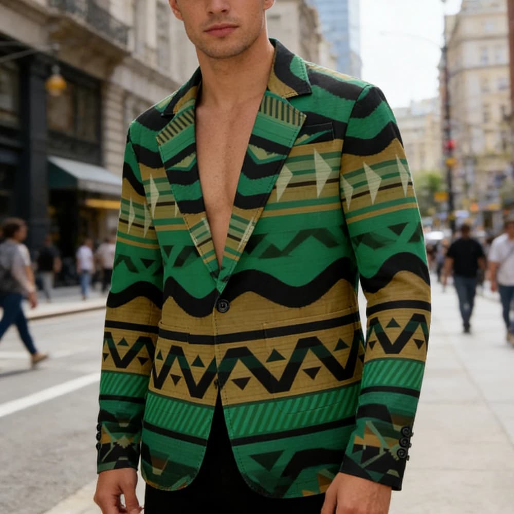 Men's Geometric Print Oversized Blazer
