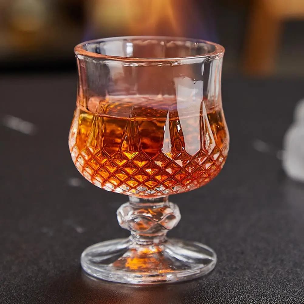 Diamond Cut Glass Goblets Set of 6