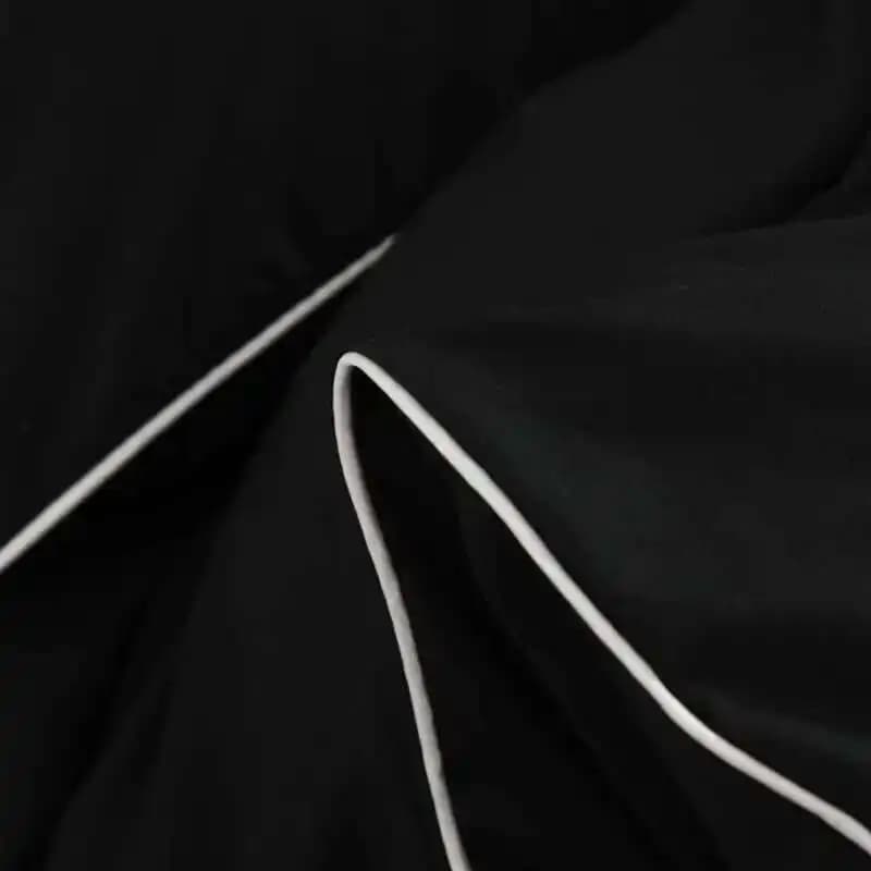 Black Bedding Set - Minimalist Queen/King Size Quilt Set 100% Cotton Plain Bed Cover Full Set (Includes Pillowcases)​