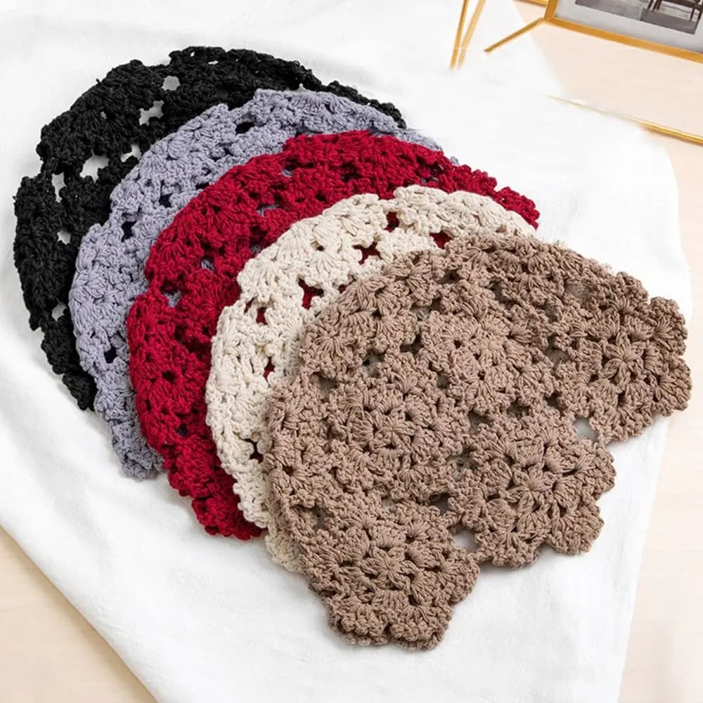 Women's Hollowed Out Knitted Beret Cap