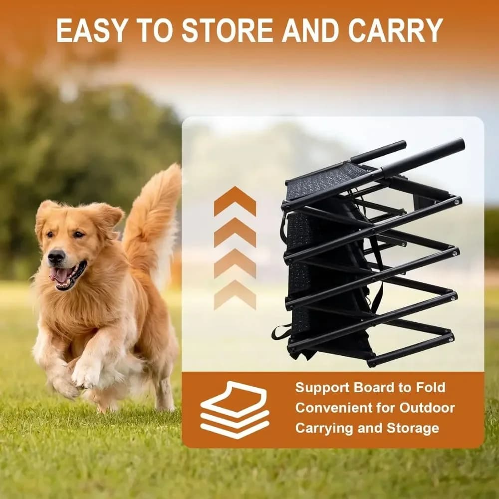 Foldable Dog Car Ramp with Non-Slip Steps