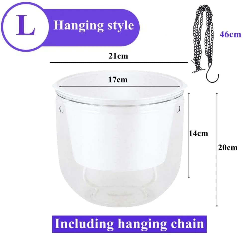 Garden Decoration Self-watering Flower Pot Plant with Drainage Holes Hanging Flower Pots with Chain Lazy Planter Home Decor