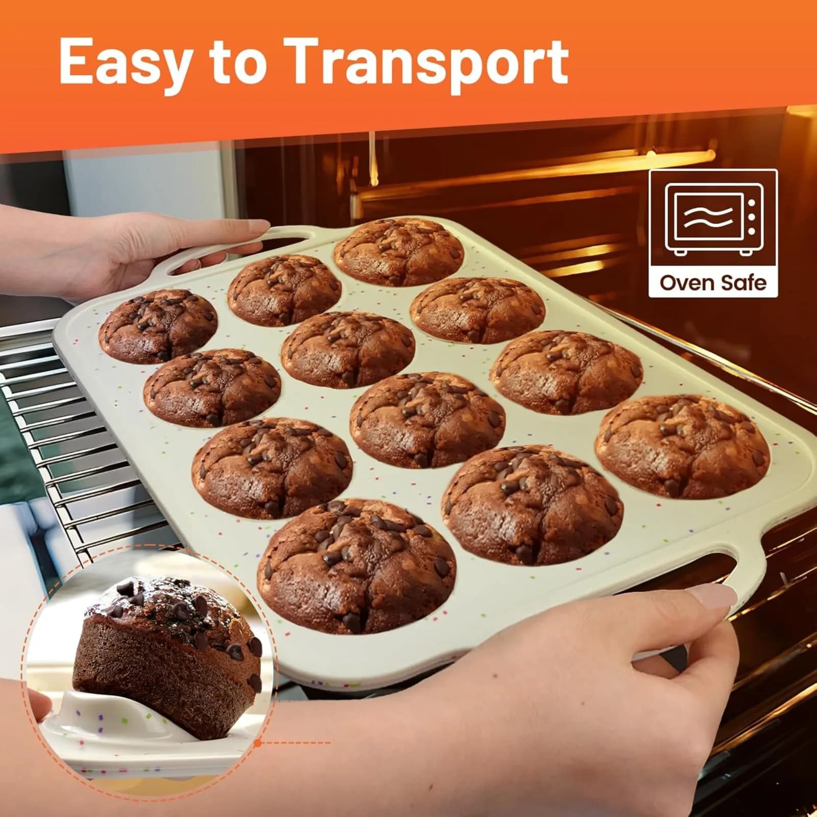 Silicone Muffin Pan with Metal Frame, 12 Cup