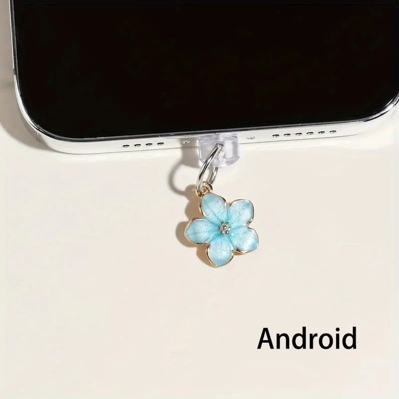 1pcs Simple Flowers Phone Dust Plug Accessories Decoration Hanging Pendant for iPhone for Samsung Type-C Charging Port