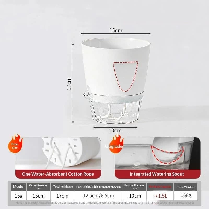 Self-Watering Plant Pot with Water Level Indicator