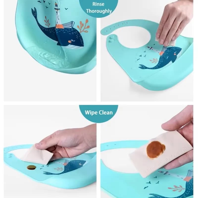 Silicone Waterproof Baby Feeding Bib Adjustable