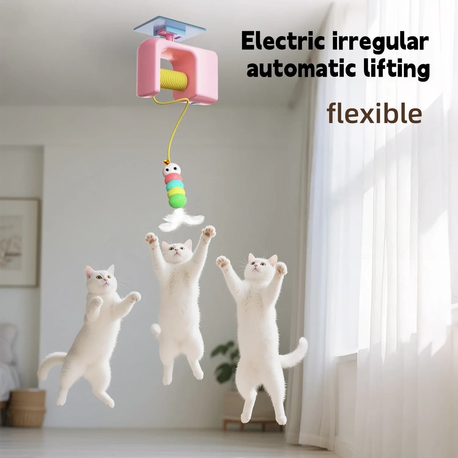 Cat toys, cat teasing sticks, self soothing tool with suction cup, long pole, pet cat toys, pet supplies