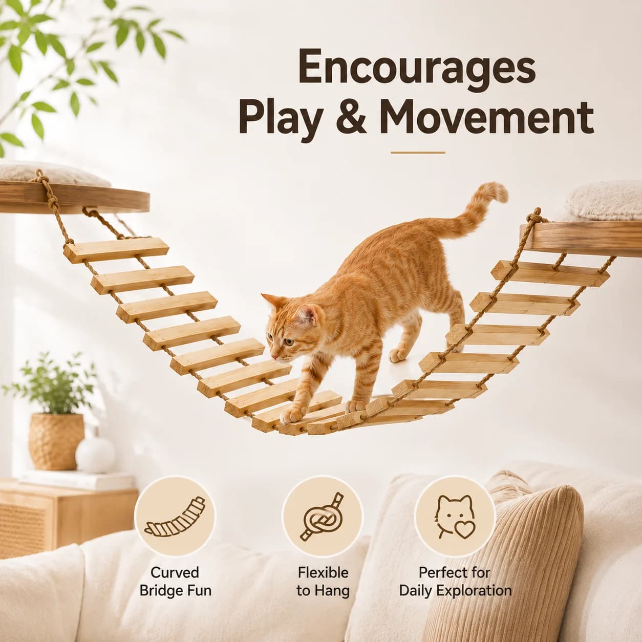 Wooden Cat Ladder and Bridge