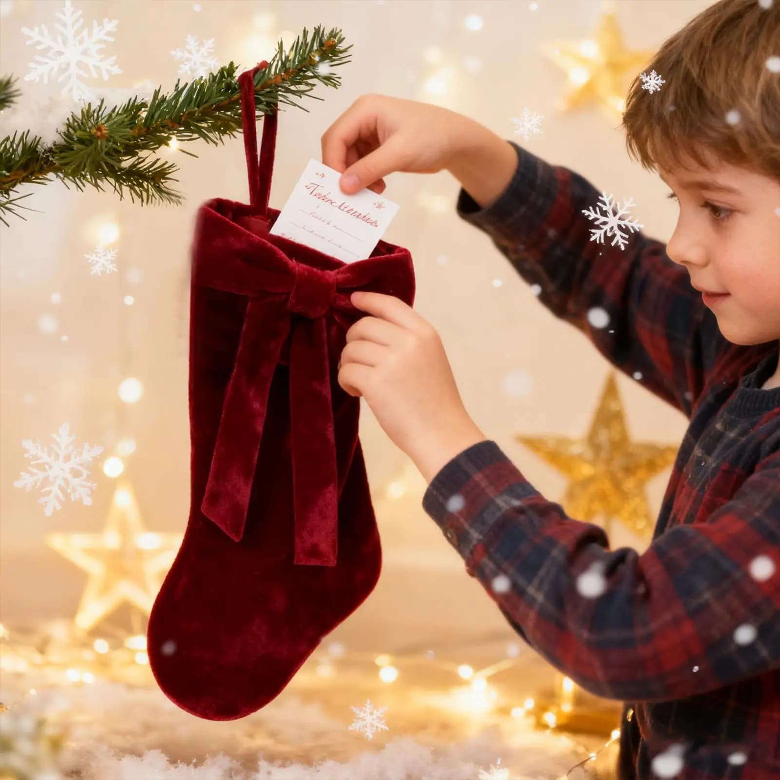 Velvet Christmas Stocking with Elegant Bow
