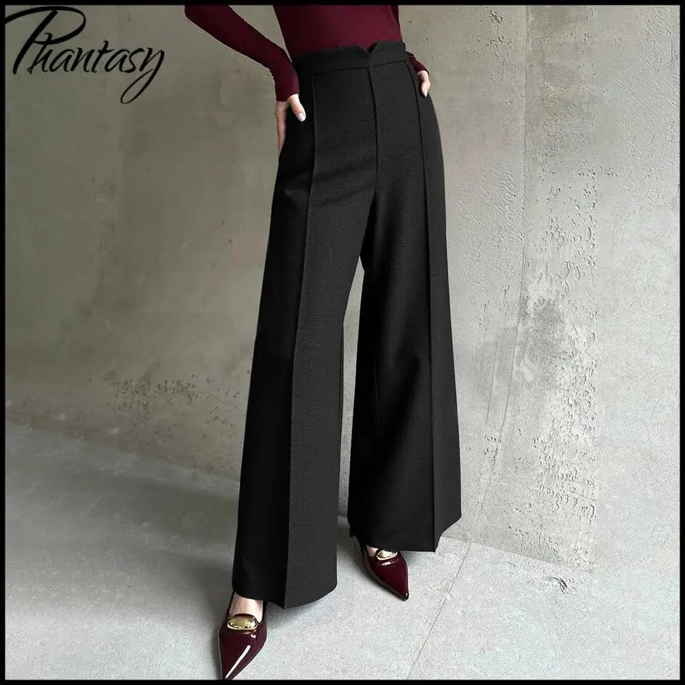 Women's High-Waisted Straight-Leg Suit Pants