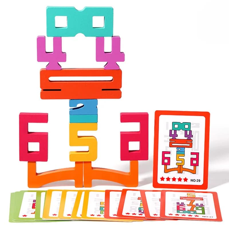 Wooden Digital Blocks Stacking Puzzle Toy