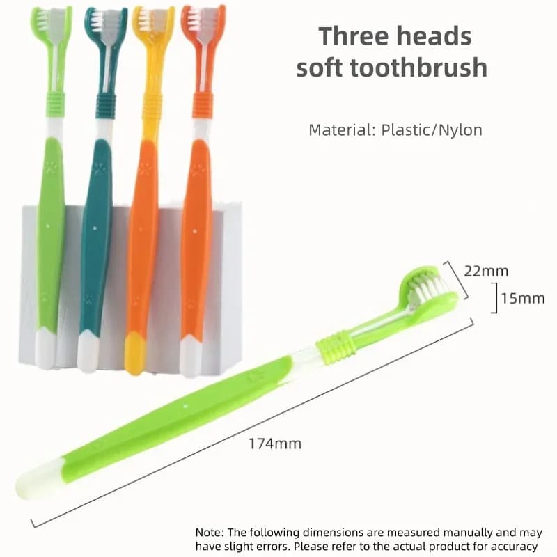Three-Head Pet Toothbrush for Dogs