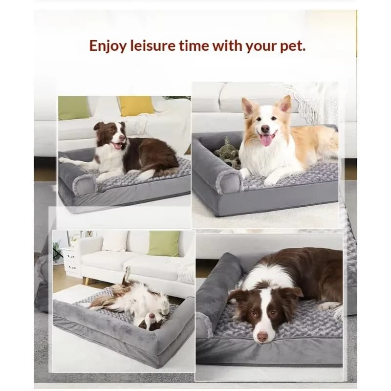 Rose Velvet Washable Dog Bed with Detachable Cover