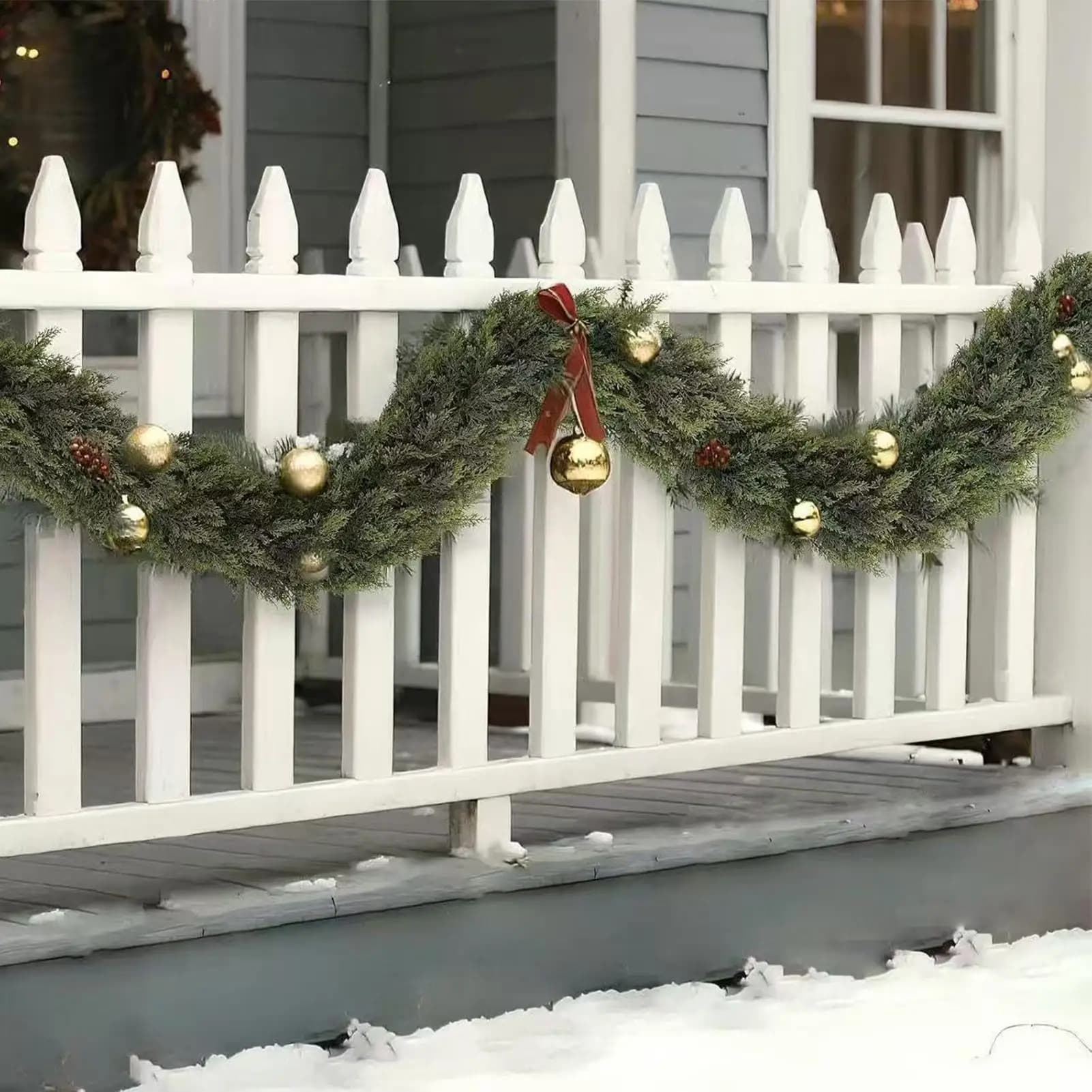 Christmas Tree Decorations Holiday Faux Garland Cedar Rattan Wreath Artificial Pine Garland Wedding Home Fireplace Door Decor