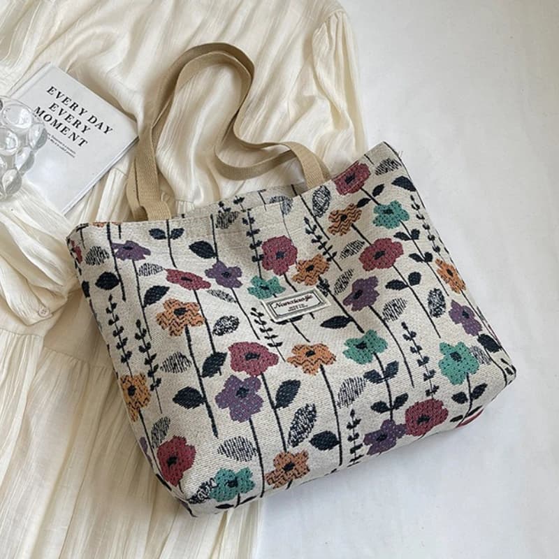 Women's Canvas Tote Bag with Zipper