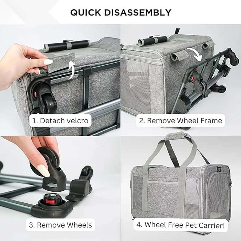 Rolling Pet Carrier with Wheels