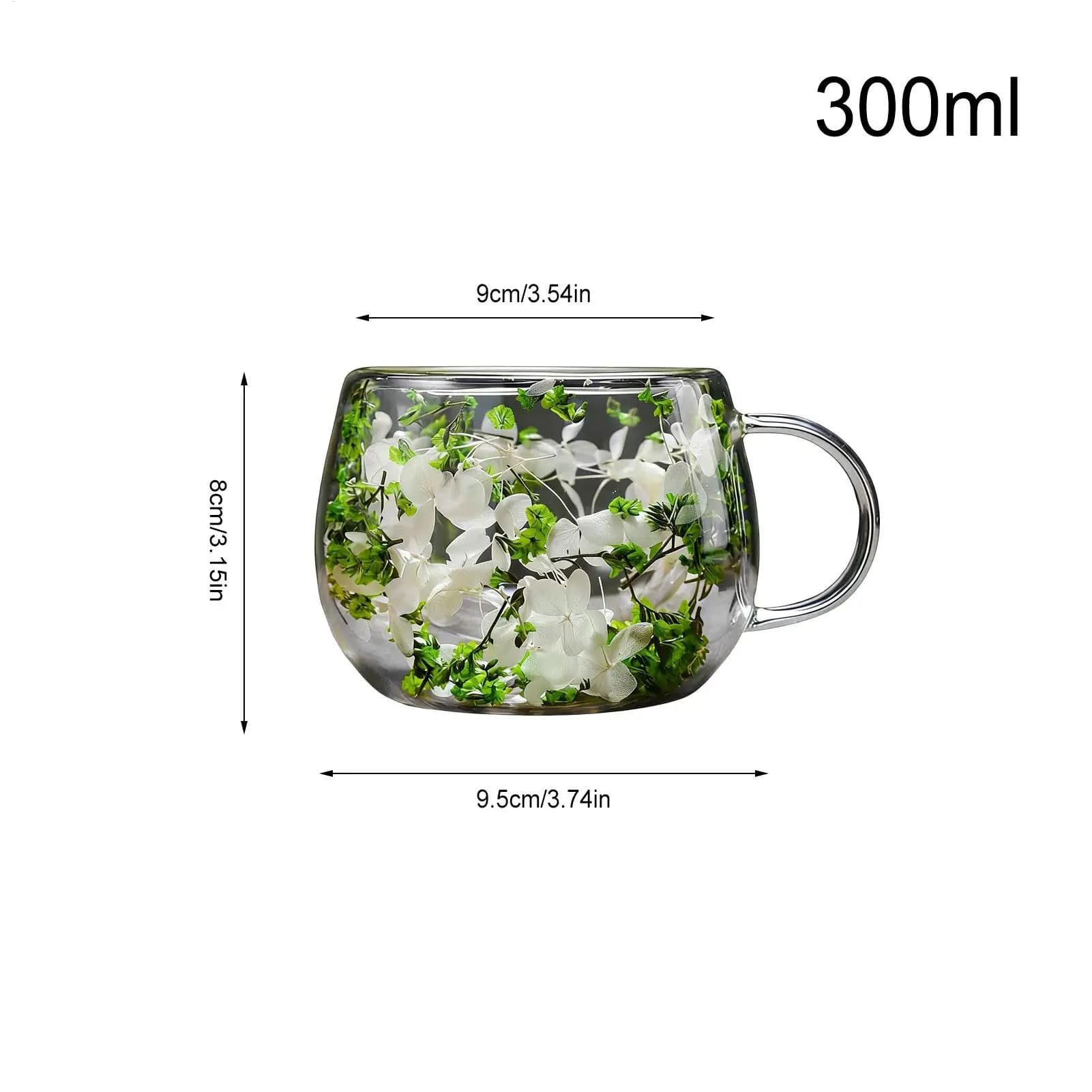 Double Wall Glass Cup with Dried Flowers