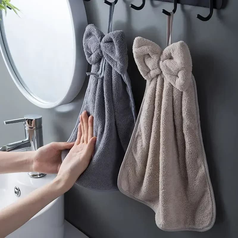 Bowknot Coral Fleece Hand Towels