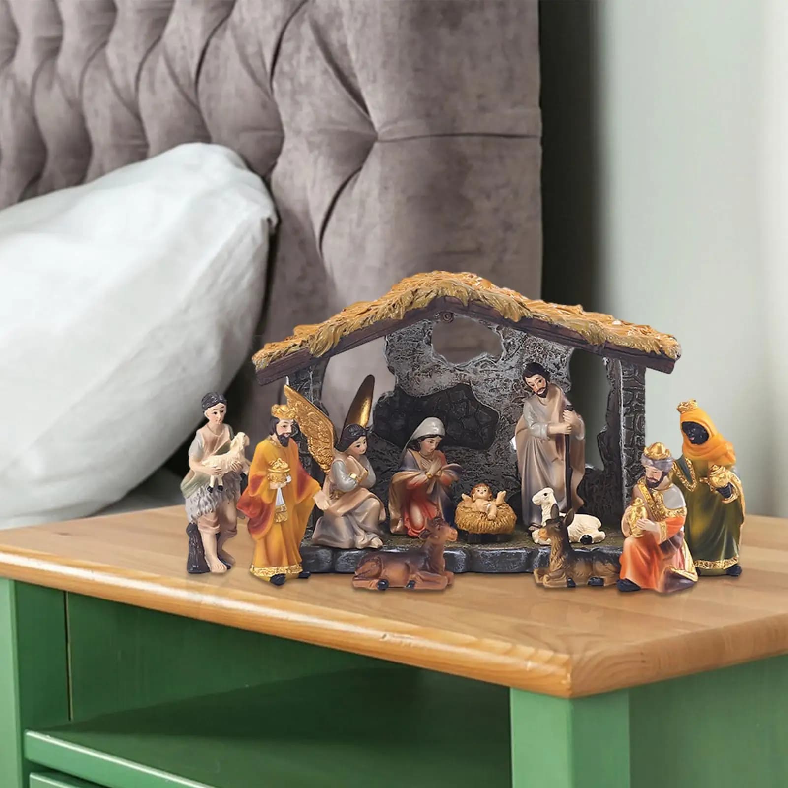 Resin Nativity Set with 12 Figurines