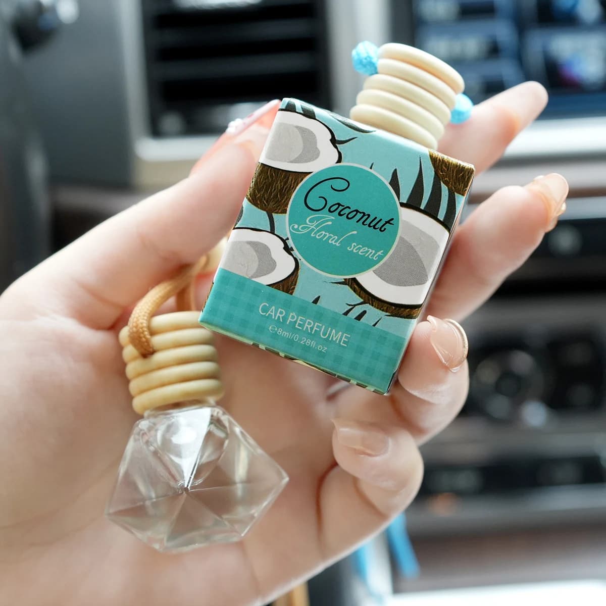 Car Air Freshener with Wooden Hanging Diffuser