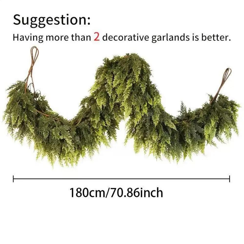 Christmas Tree Decorations Holiday Faux Garland Cedar Rattan Wreath Artificial Pine Garland Wedding Home Fireplace Door Decor