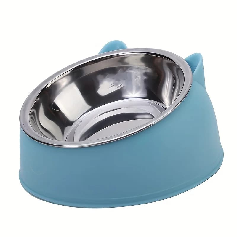Stainless Steel Cat Ear Dual Bowl Feeder