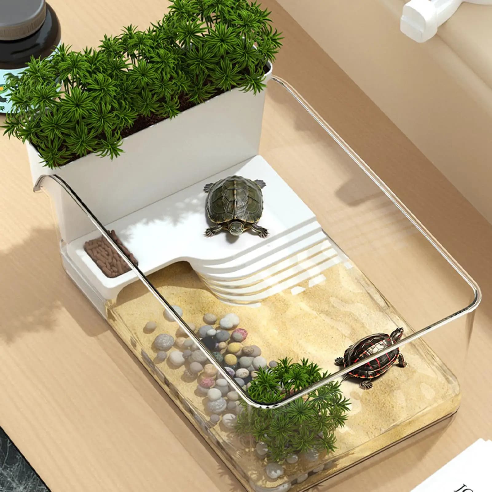 Turtle Tank with Basking Area and Habitat